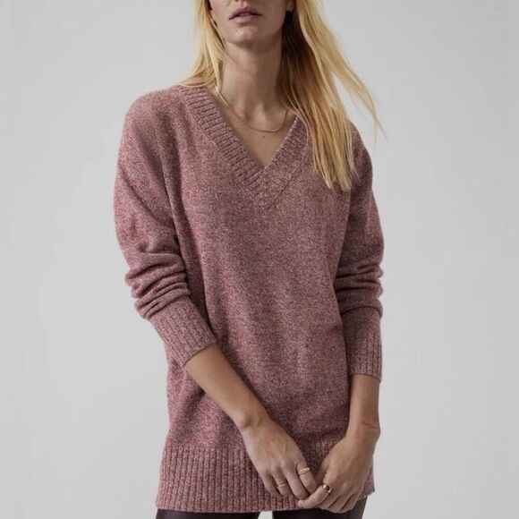 Athleta Womens Vital Wool Cashmere Tunic V-Neck Sweater Size M Capsule Preppy - Picture 1 of 8
